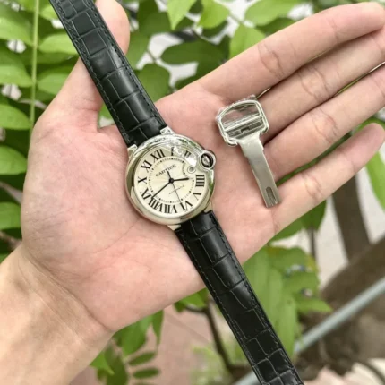 Cartier Ballon Bleu Replica Watch AF Factory Black Leather Strap 42mm - C