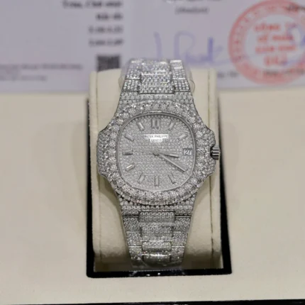 Patek Philippe Iced Out Nautilus 5719 Custom Full Moissanite Diamonds 40mm - C