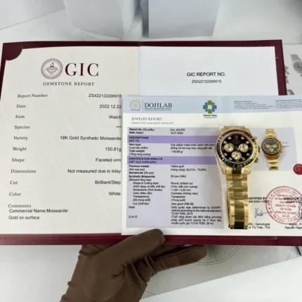 Rolex Daytona Rainbow Best Replica Gold Wrapped Moissanite Ruby Sapphire 40mm - C